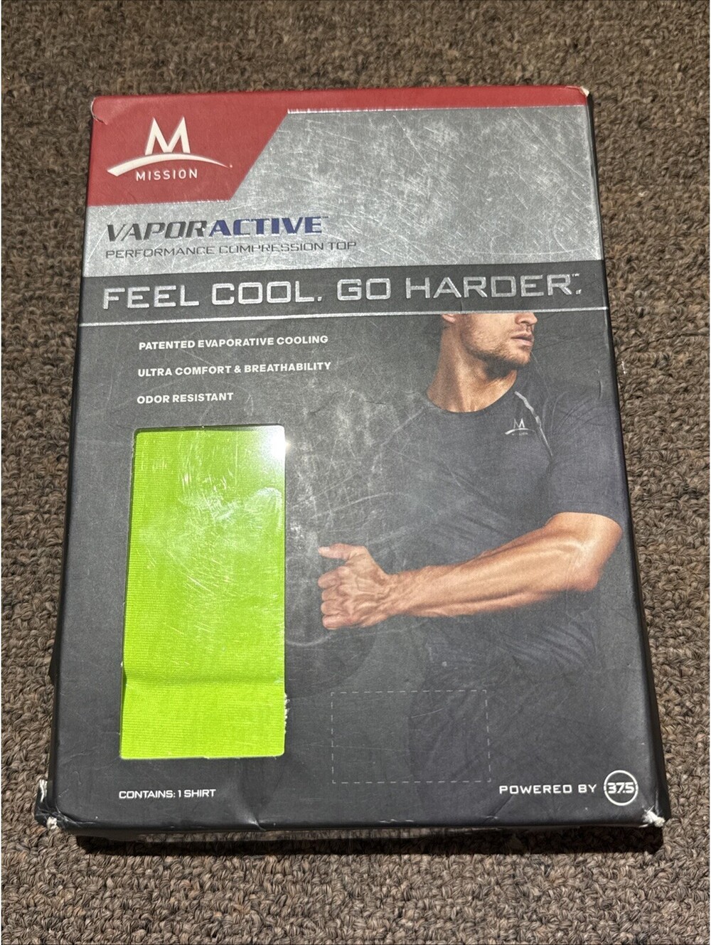 MISSION 'VaporActive' Compression T-Shirt S Fitness / Workout Hi Vis Green *NIB*